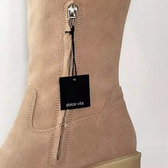 Dolce Vita Tall Leather Boots, 7.5W, Beige Suede, Wide Calf, WAS $250 *NEW!* - Picture 3 of 10
